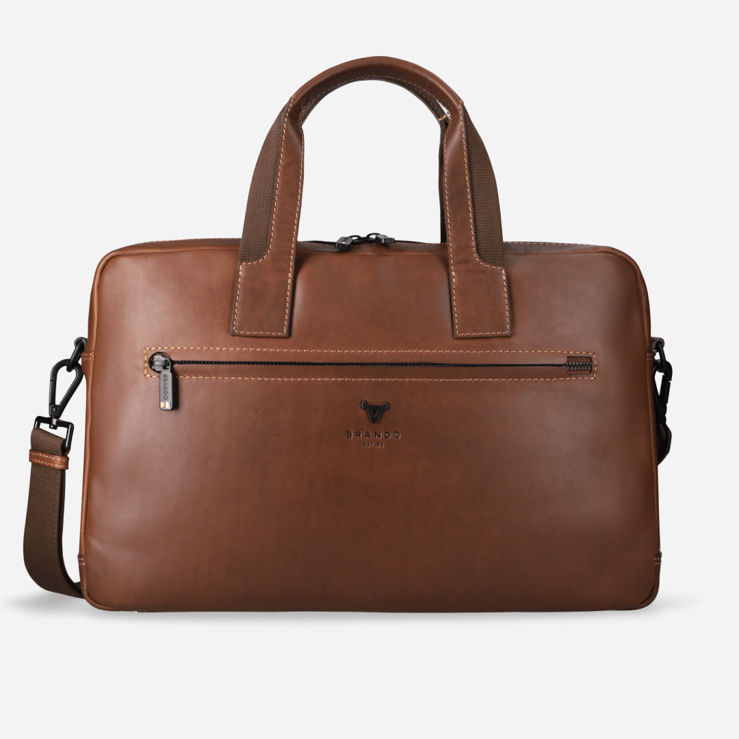 James Leather Laptop Bag | Stylish Double Gusset Design | Brando