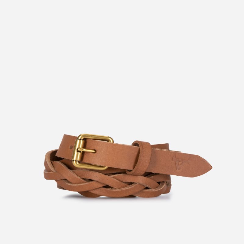 Ladies Plaited Belt 25mm, Caramel - Brando Leather