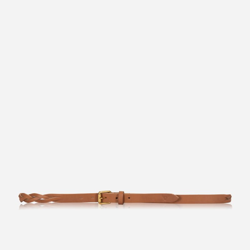 Ladies Plaited Belt 25mm, Caramel - Brando Leather