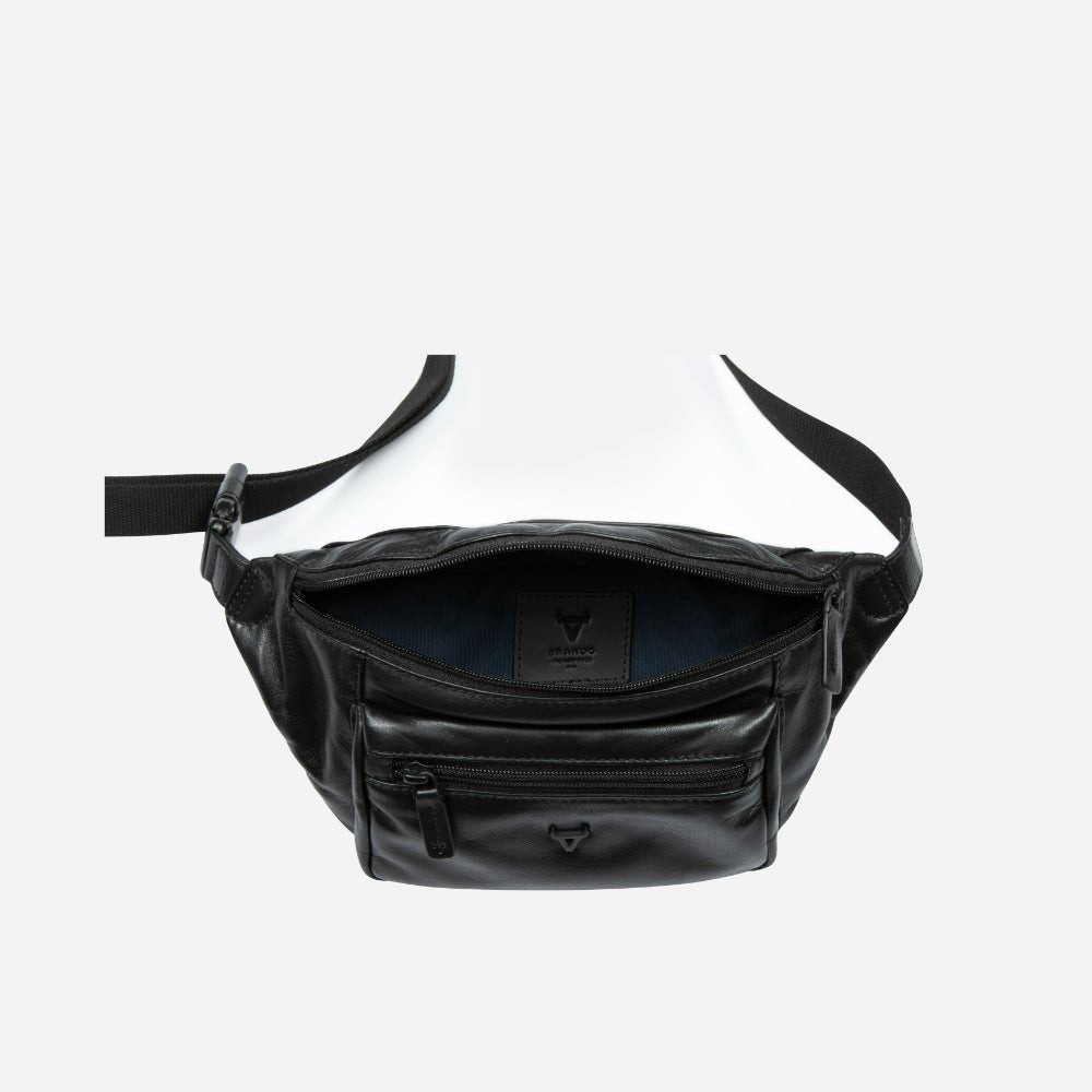 Armstrong Classic Style Leather Waist Bag, Black - Brando Leather