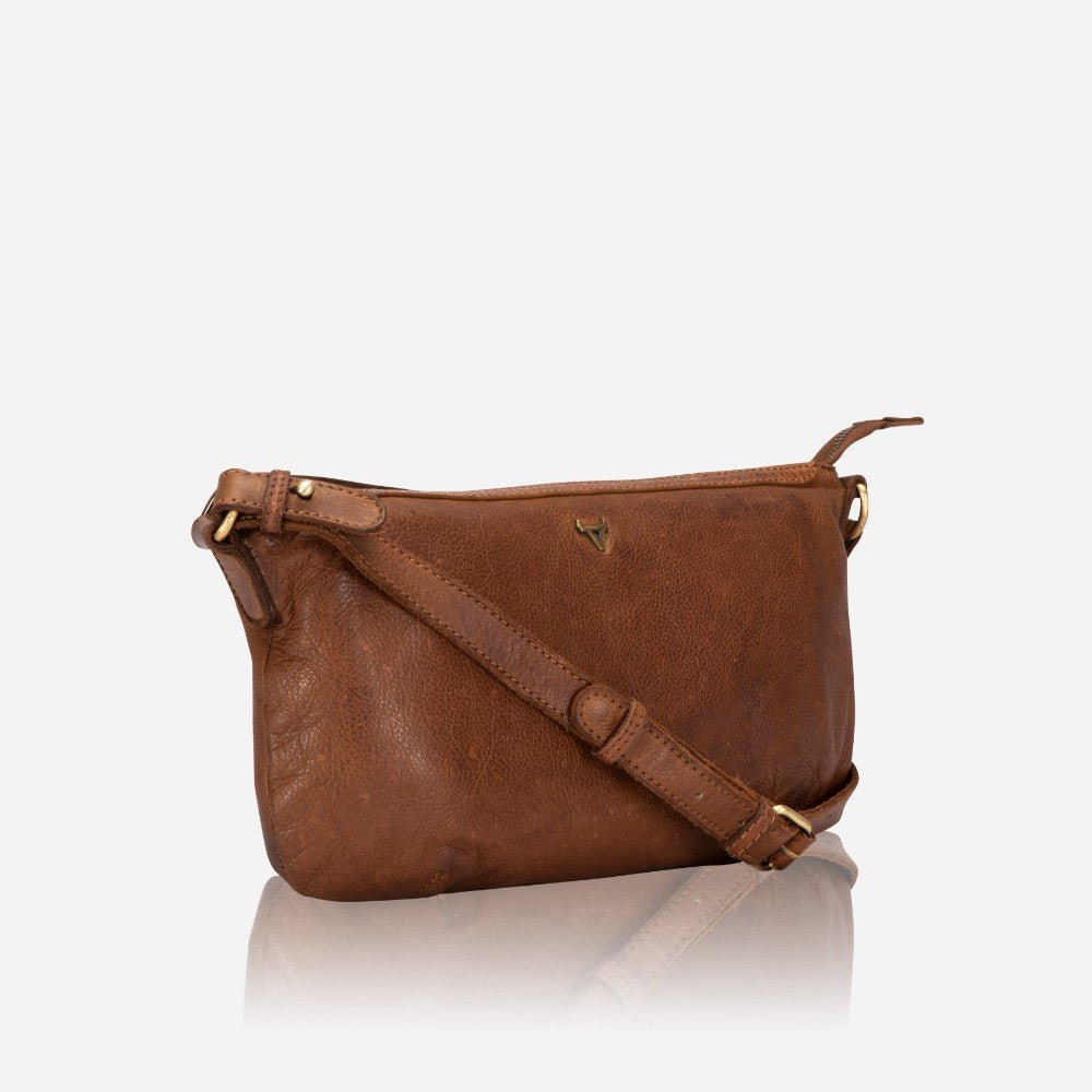 Ladies Leather Crossbody Bag, Cognac - Brando Leather