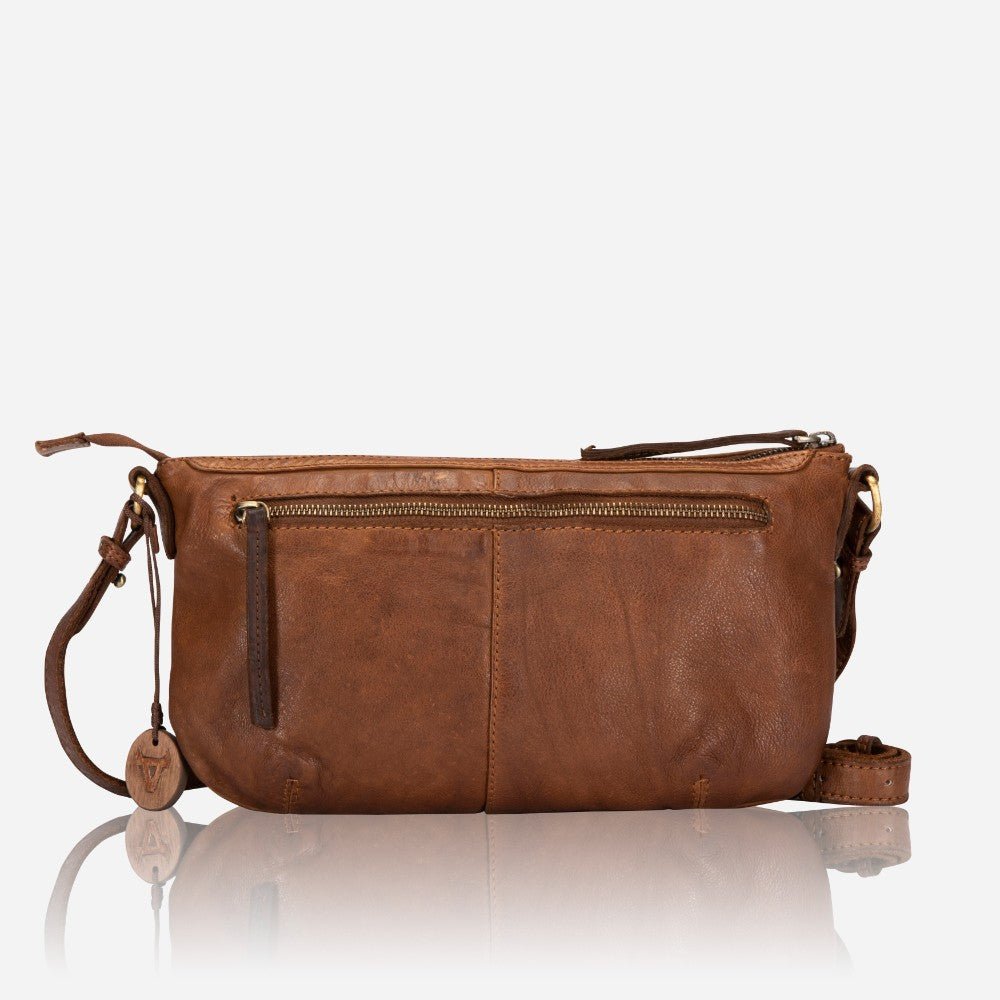 Ladies Leather Crossbody Bag, Cognac - Brando Leather