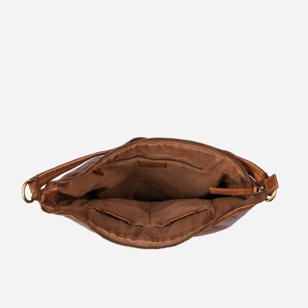 Ladies Leather Crossbody Bag, Cognac - Brando Leather