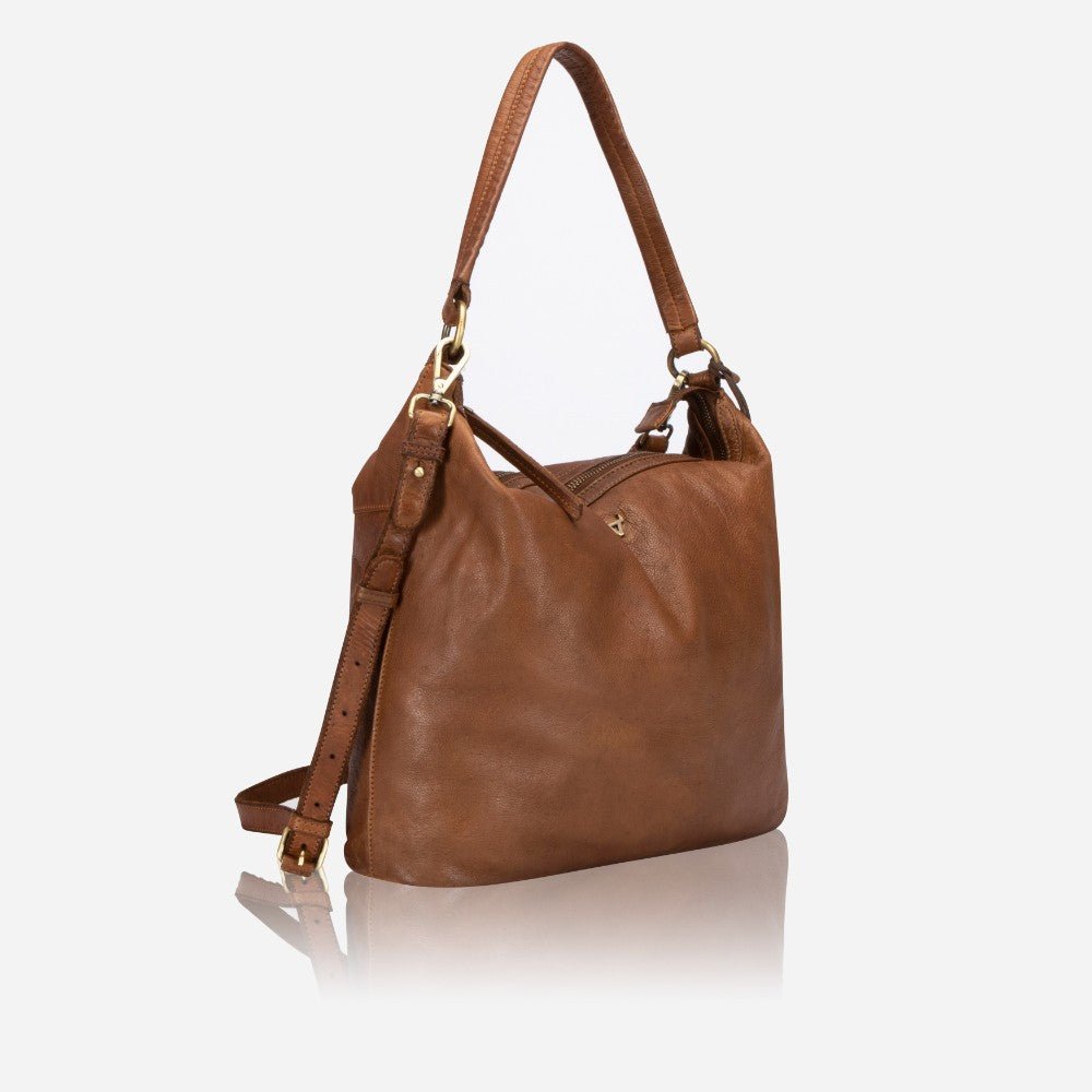 Ladies Leather Hobo Sling Bag, Cognac - Brando Leather