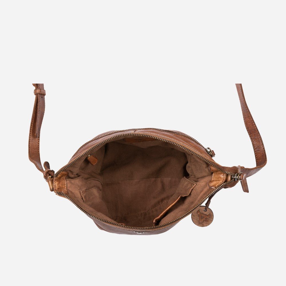 Ladies Leather Hobo Sling Bag, Cognac - Brando Leather