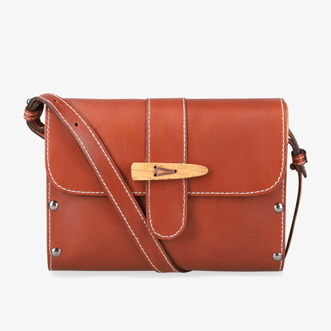 Sally Wood Panel Satchel - Brando Leather
