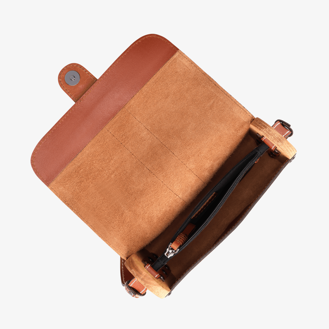 Sally Wood Panel Satchel - Brando Leather
