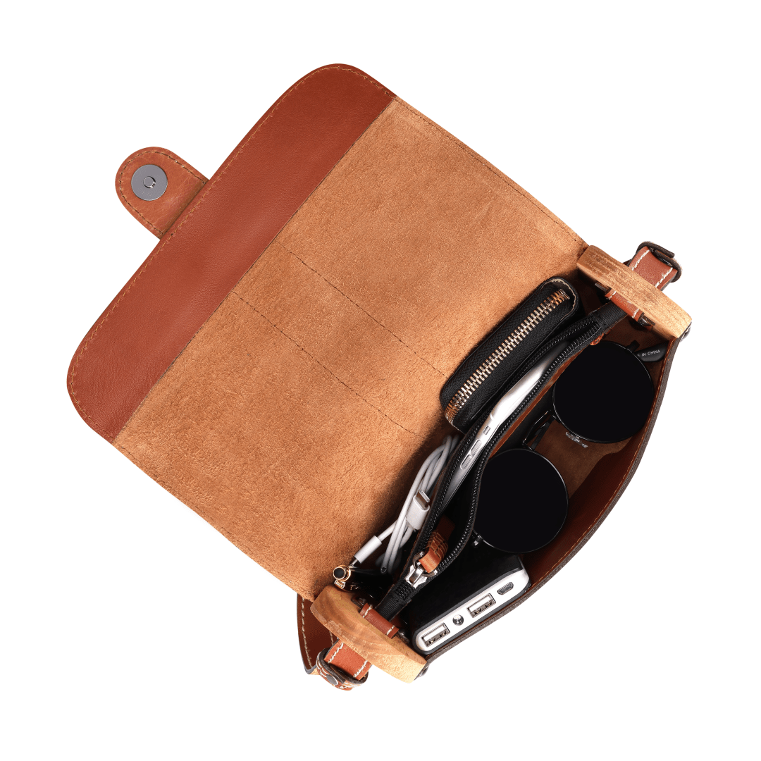 Sally Wood Panel Satchel - Brando Leather
