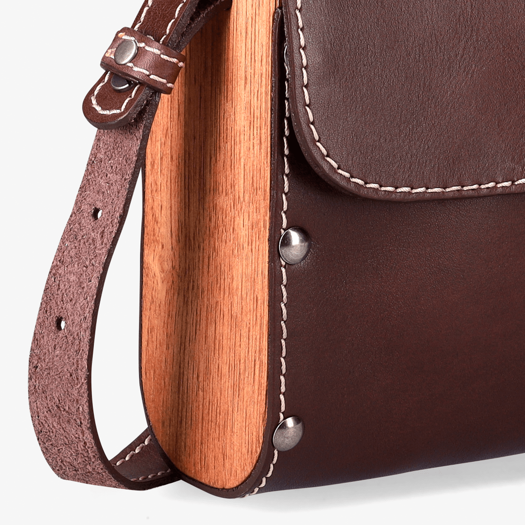 Sally Wood Panel Satchel - Brando Leather