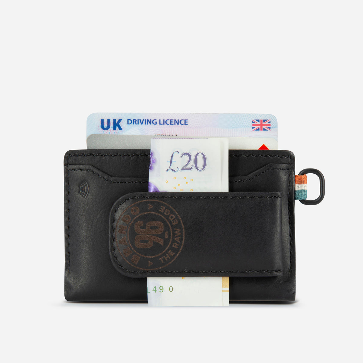 James Note Clip Card Holder in Black - card holder with cards and notes | Brando Leather