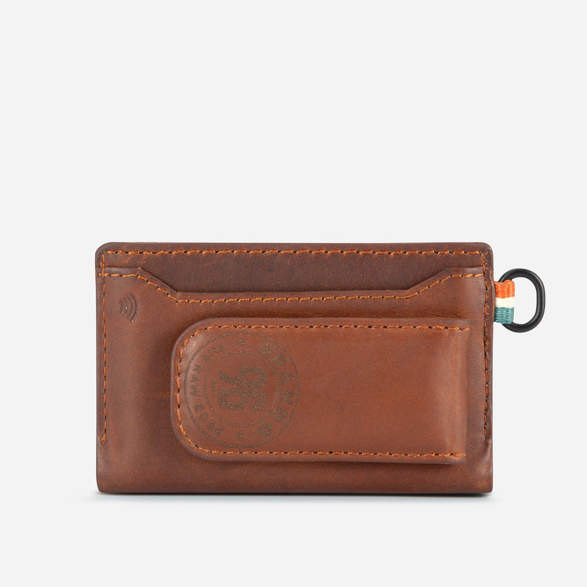 James Note Clip Card Holder in Brown - card holder, back view | Brando Leather
