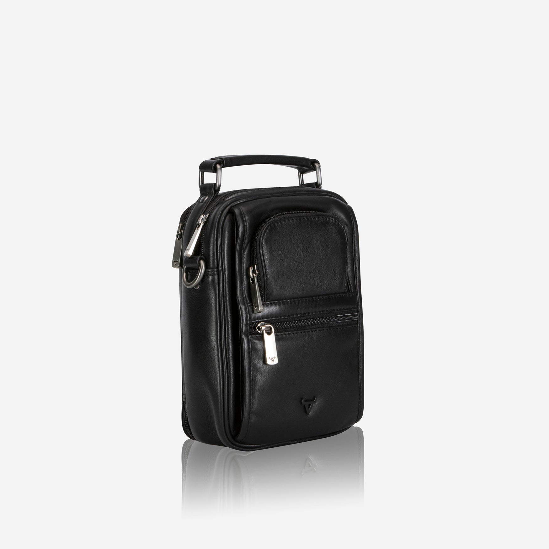 Gent's Bag With Top Handle, Black - Brando Leather