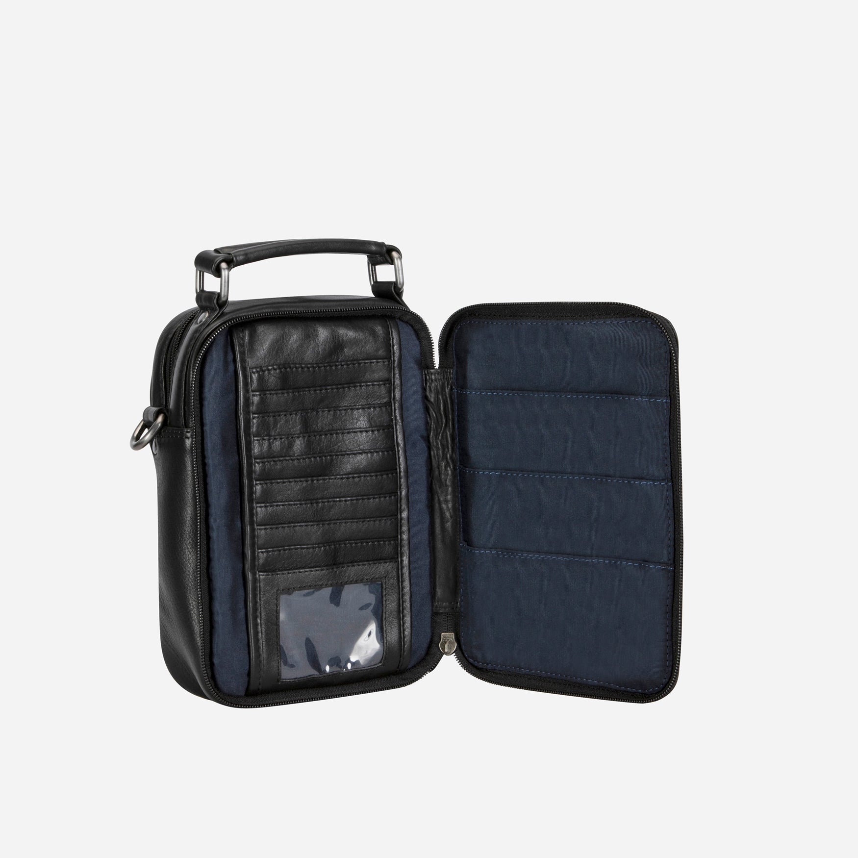 Gent's Bag With Top Handle, Black - Brando Leather