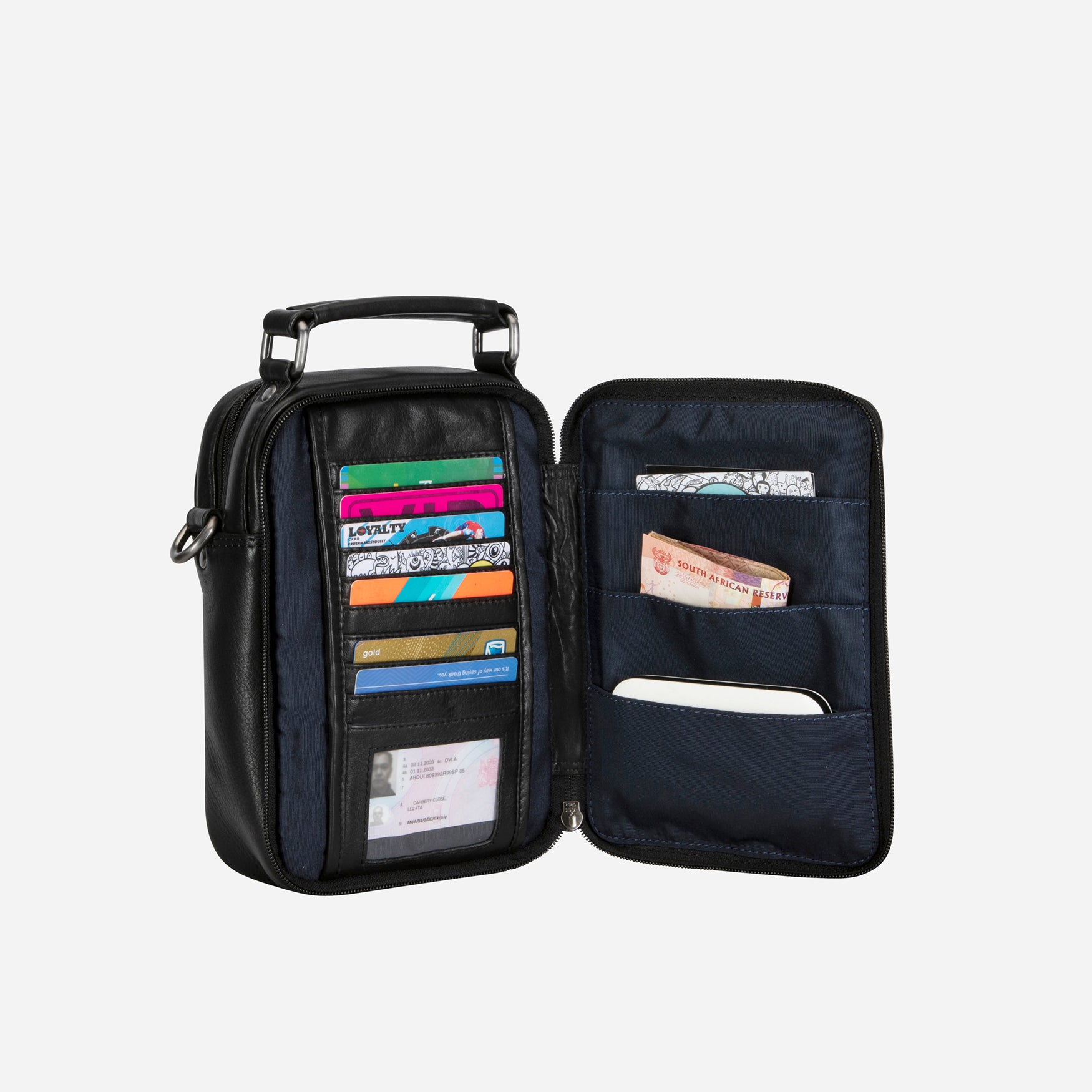 Gent's Bag With Top Handle, Black - Brando Leather