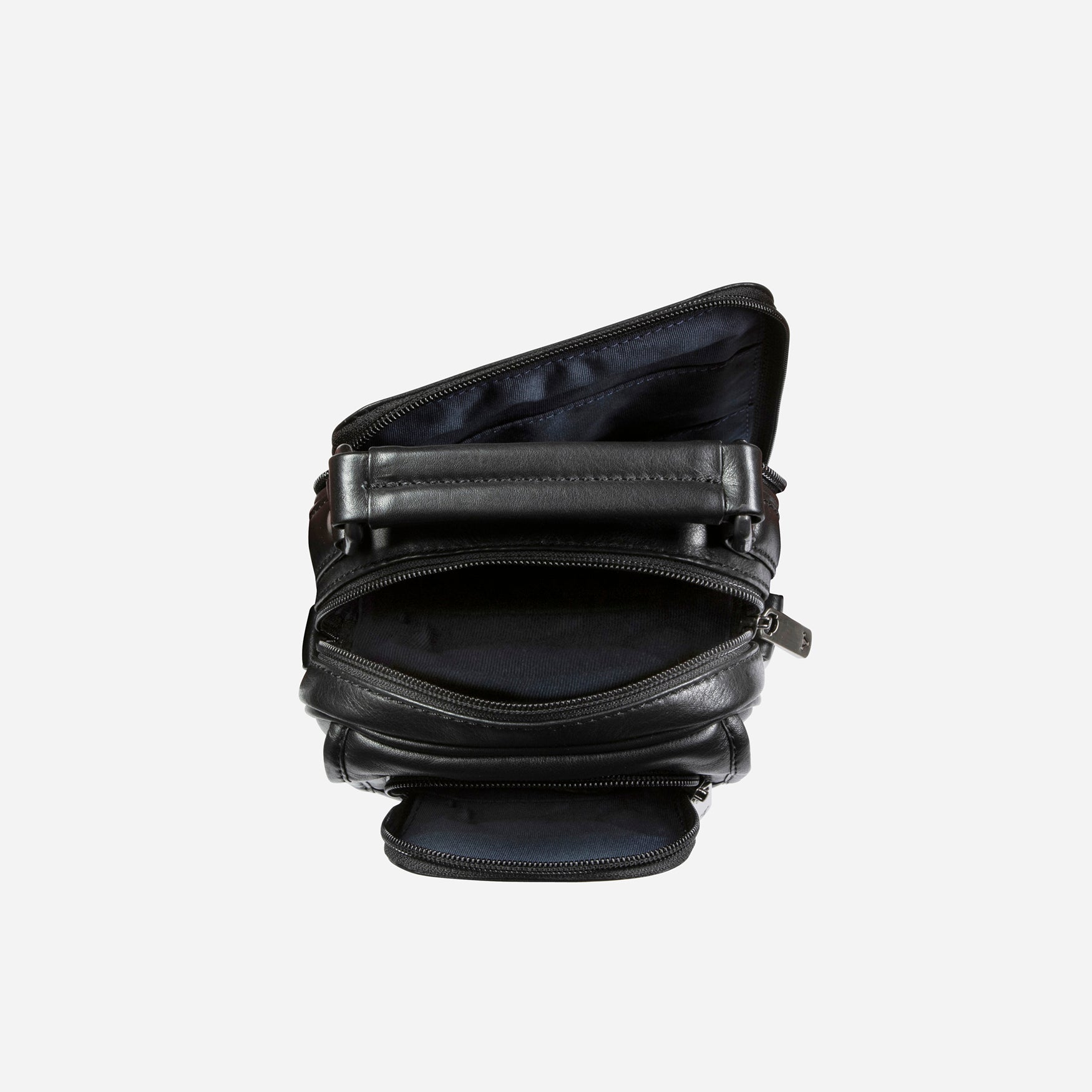 Gent's Bag With Top Handle, Black - Brando Leather