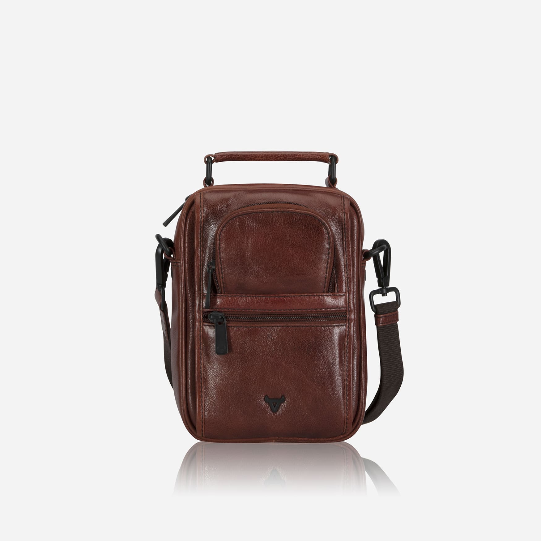 Gent's Leather Bag With Top Handle, Brown - Brando Leather