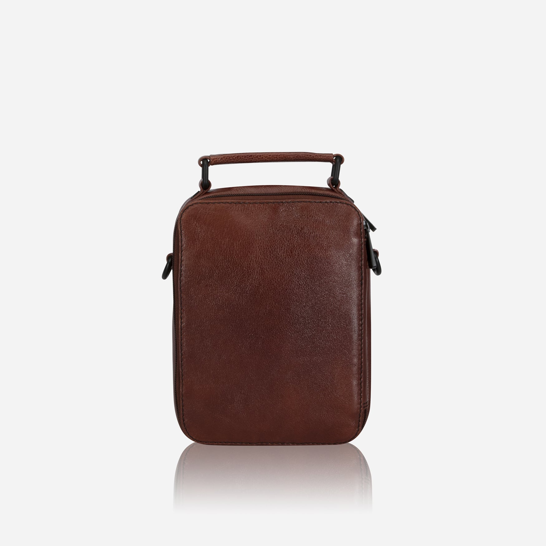 Gent's Leather Bag With Top Handle, Brown - Brando Leather