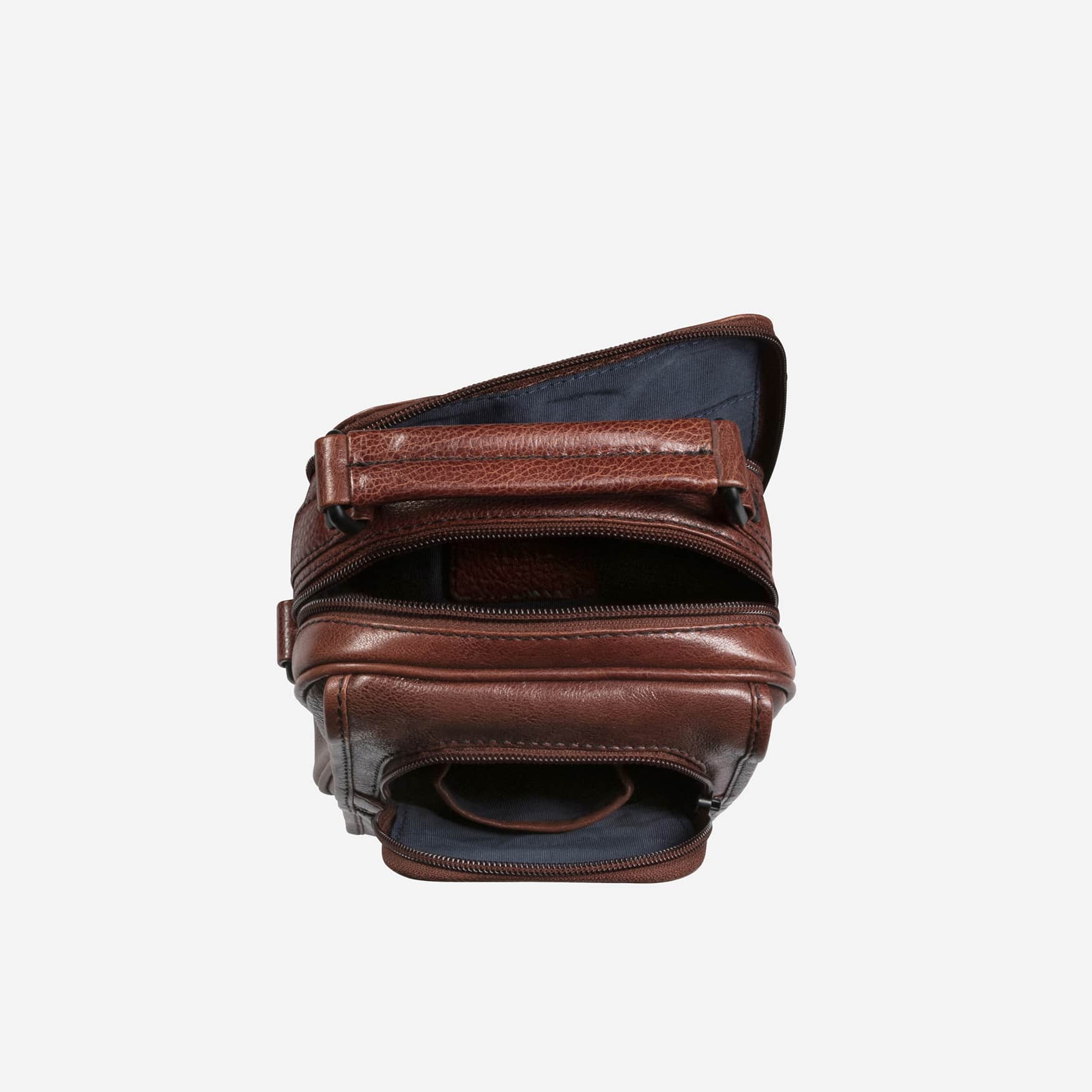Gent's Leather Bag With Top Handle, Brown - Brando Leather