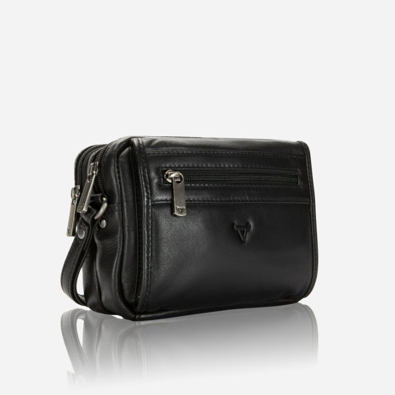 Gent's Bag With Hand Strap, Black - Brando Leather