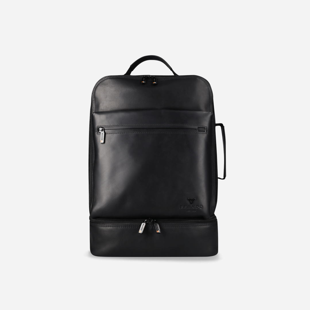 Premium Leather Laptop Backpack - RFID Secure & Cabin Trolley Slip