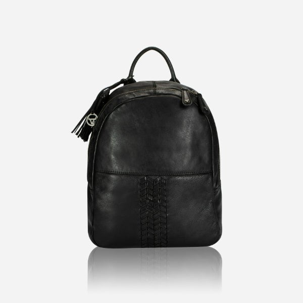 Jet Black Leather Backpack