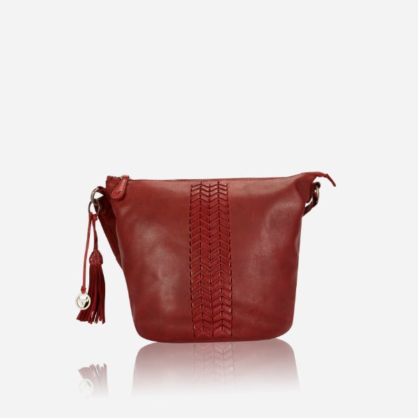 URBAN FOREST Women's Ruby Red Leather Sling Wallet - Crossbody Phone Pouch With Card Slots, Contemporary Design
