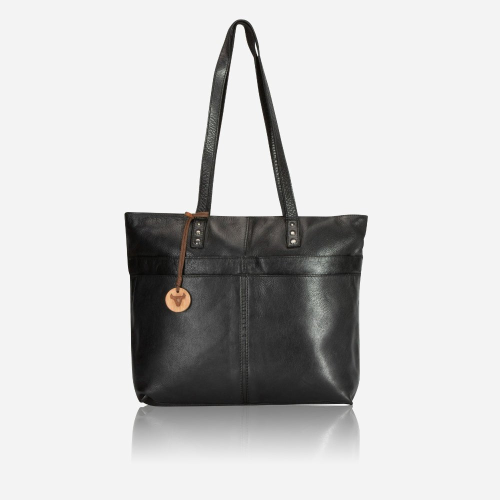 Charlize Shopper Leather Tote, Black - Brando Leather