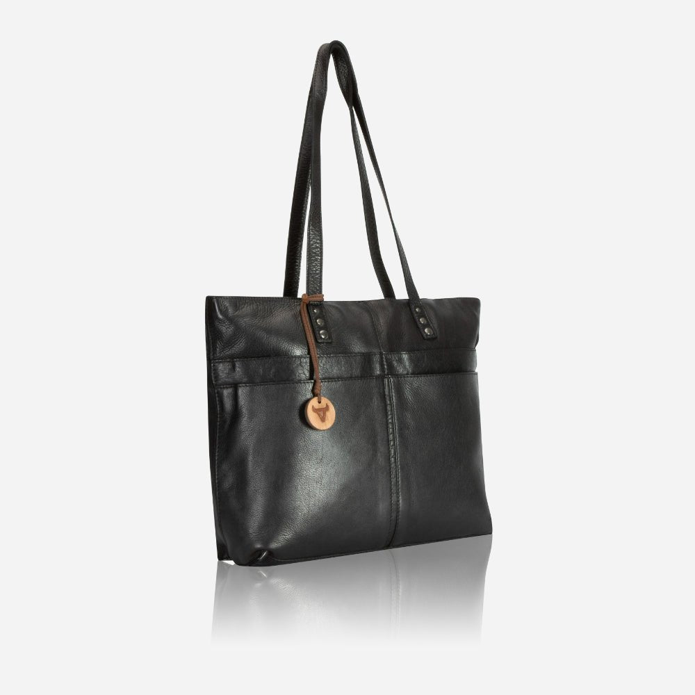 Charlize Shopper Leather Tote, Black - Brando Leather