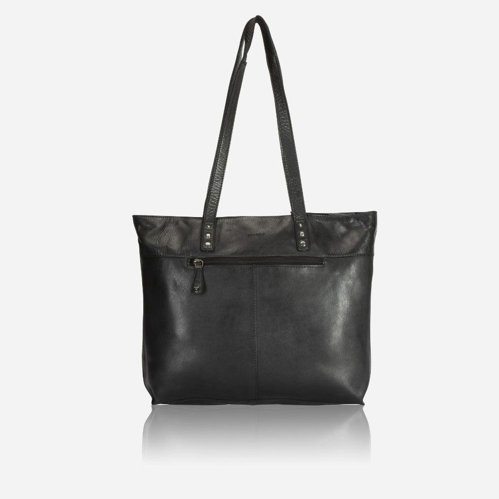 Charlize Shopper Leather Tote, Black - Brando Leather