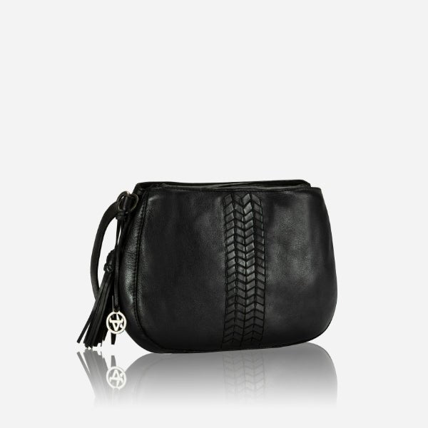 Double Compartment Leather Bag, Black - Brando Leather