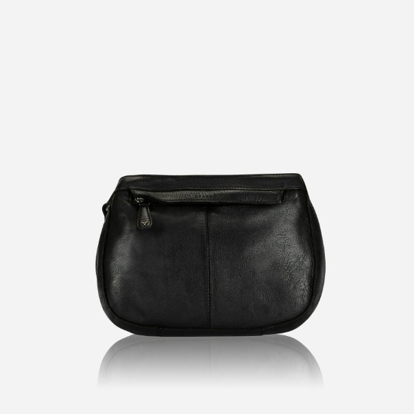 Double Compartment Leather Bag, Black - Brando Leather