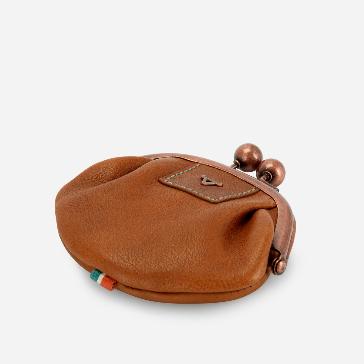 Fiona Frame Coin Purse in Tan - purse, angled view | Brando Leather