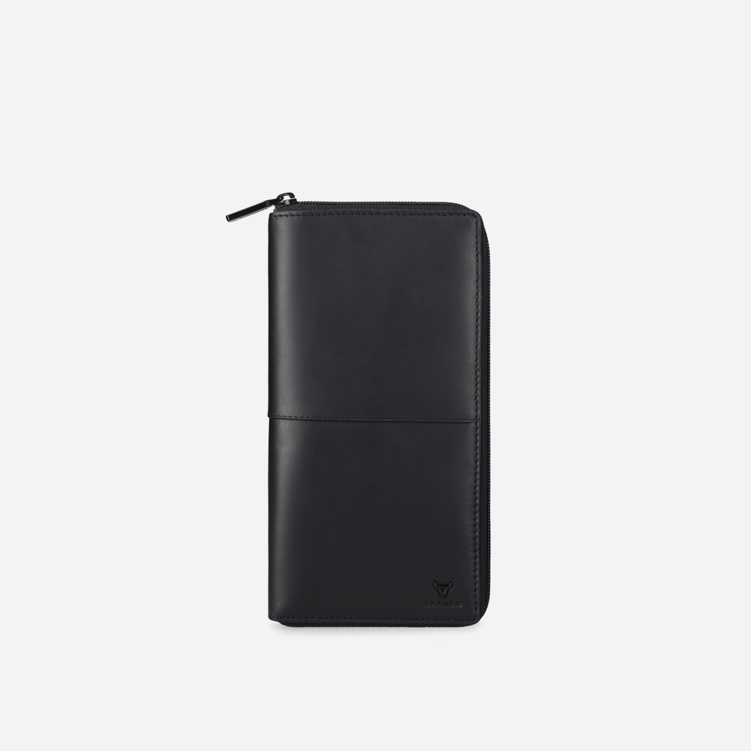 Large Leather Travel Wallet - RFID Secure & Zip Around