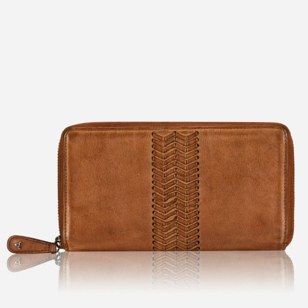 Davis Large Zip Around Purse, Tan - Brando Leather