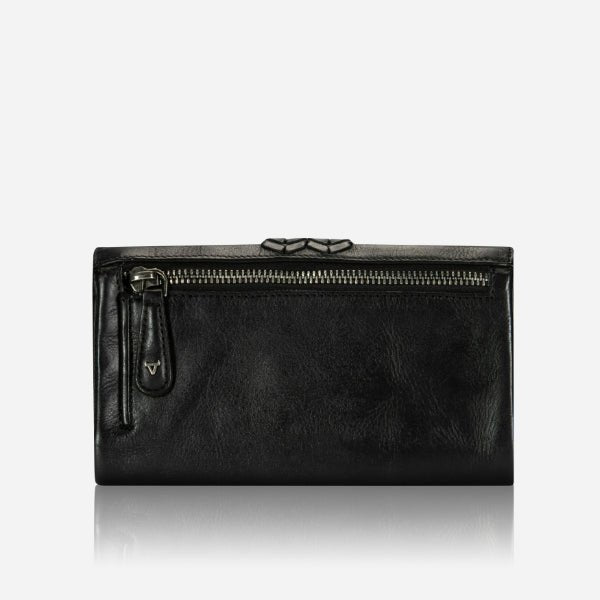 Large Flap Purse, Black - Brando Leather