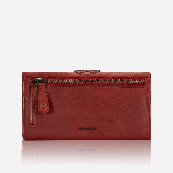 Large Flap Purse, Red - Brando Leather
