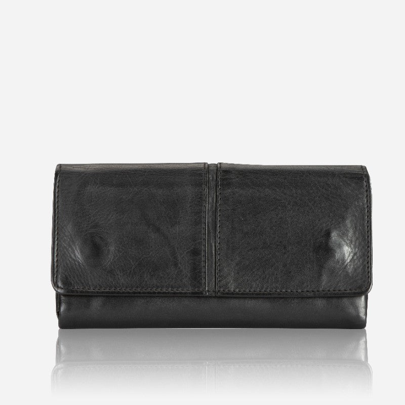 Hepburn Leather Flap Purse, Black - Brando Leather