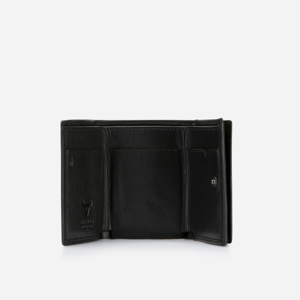 Armstrong Compact TriFold Leather Wallet, Black - Brando Leather