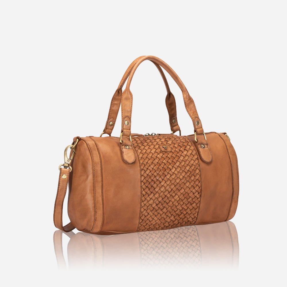Diaz Leather Duffel / Barrel Bag, Tan - Brando Leather