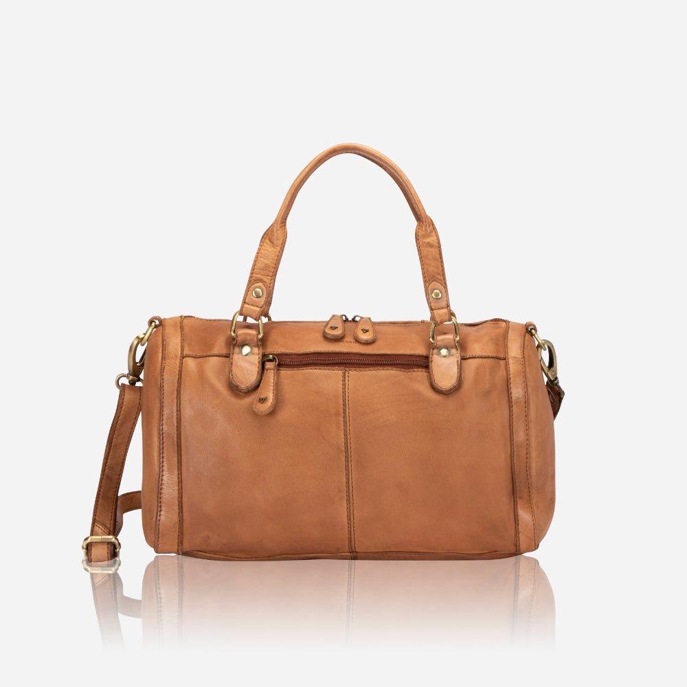 Diaz Leather Duffel / Barrel Bag, Tan - Brando Leather