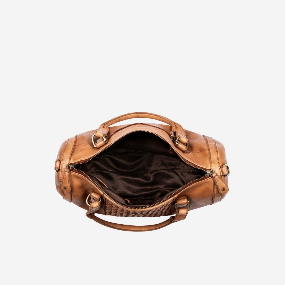 Diaz Leather Duffel / Barrel Bag, Tan - Brando Leather