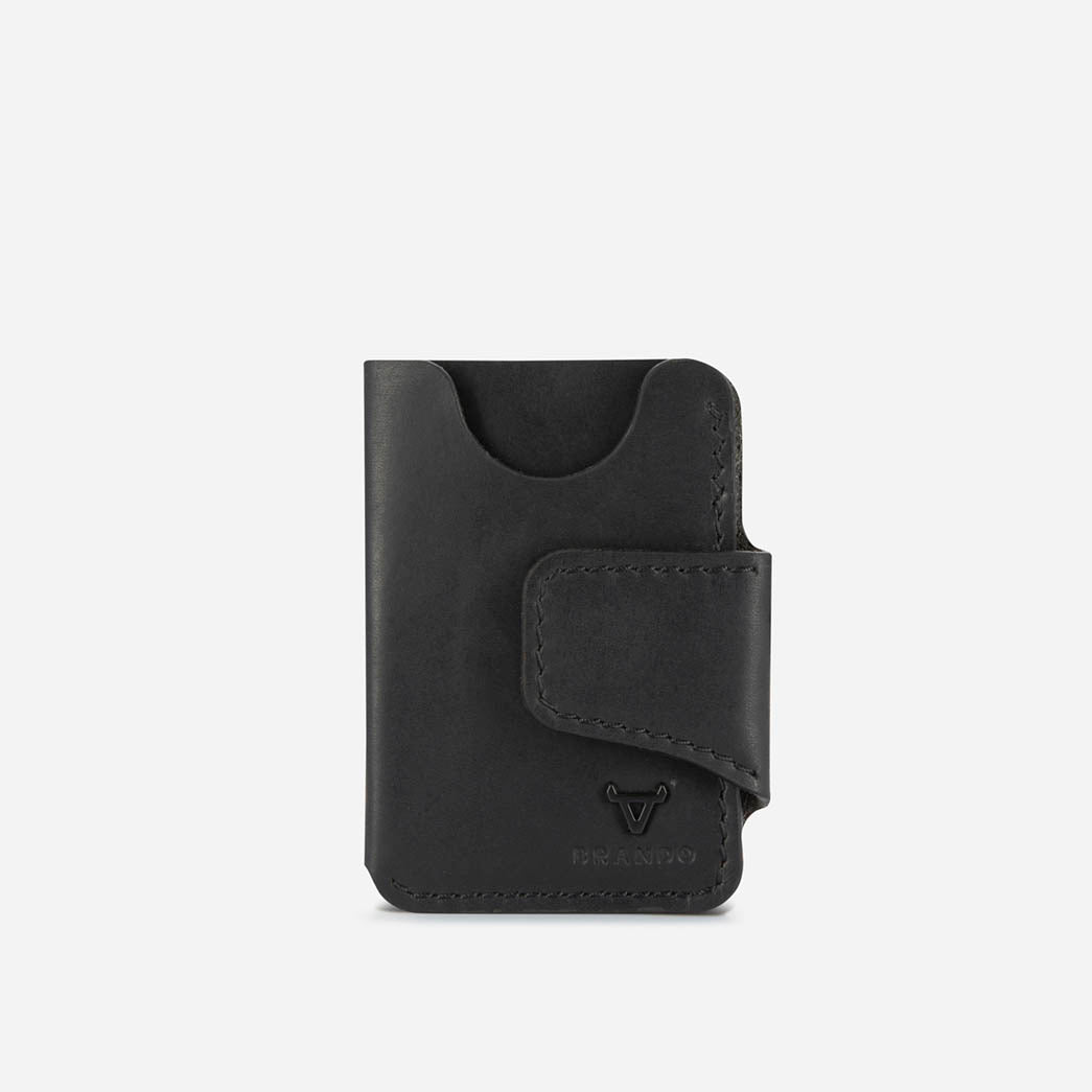 James Upright Card Holder in Black - card holder | Brando Leather