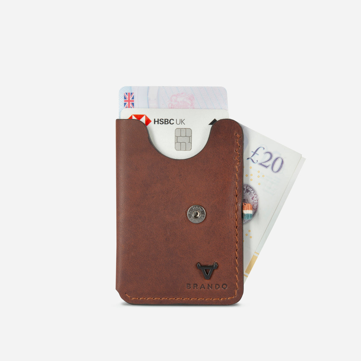 James Upright Card Holder in Brown - card holder with cards and notes | Brando Leather