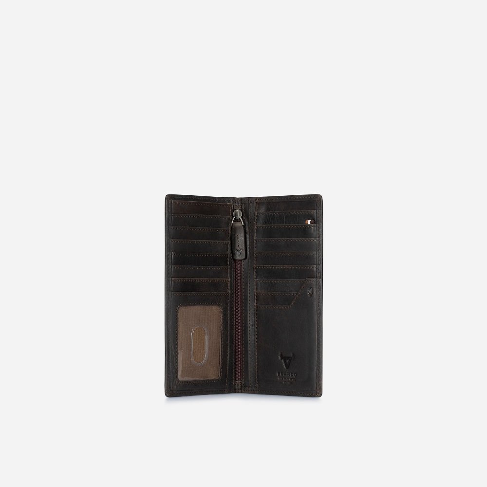 Eastwood Upright Travel Wallet, Brown - Brando Leather