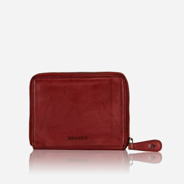 Garbo Small Leather Zip Around Purse, Red - Brando Leather