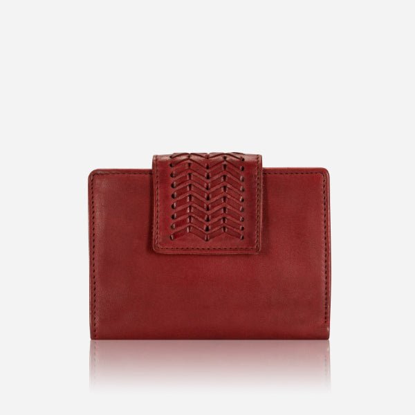 Loren Medium Leather Purse With Tab Closure, Red - Brando Leather