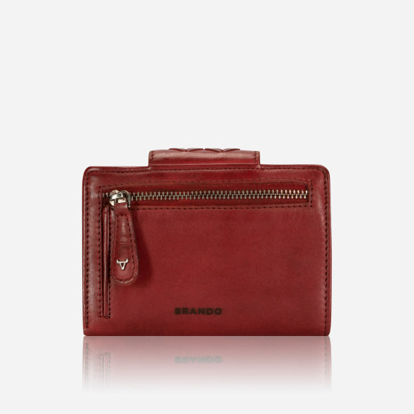 Loren Medium  Leather Purse With Tab Closure, Red