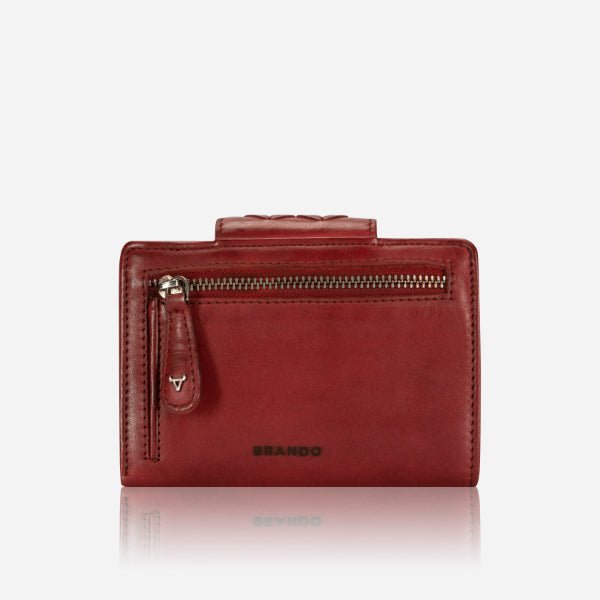 Loren Medium Leather Purse With Tab Closure, Red - Brando Leather