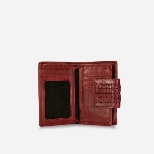 Loren Medium Leather Purse With Tab Closure, Red - Brando Leather