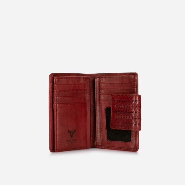 Loren Medium Leather Purse With Tab Closure, Red - Brando Leather